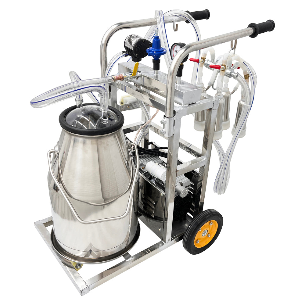 Electric Milking Machine for Cows 25L Automatic Oil-Free Vacuum Pump Goat Milker Stainless Steel Dairy Farm Milking Equipment