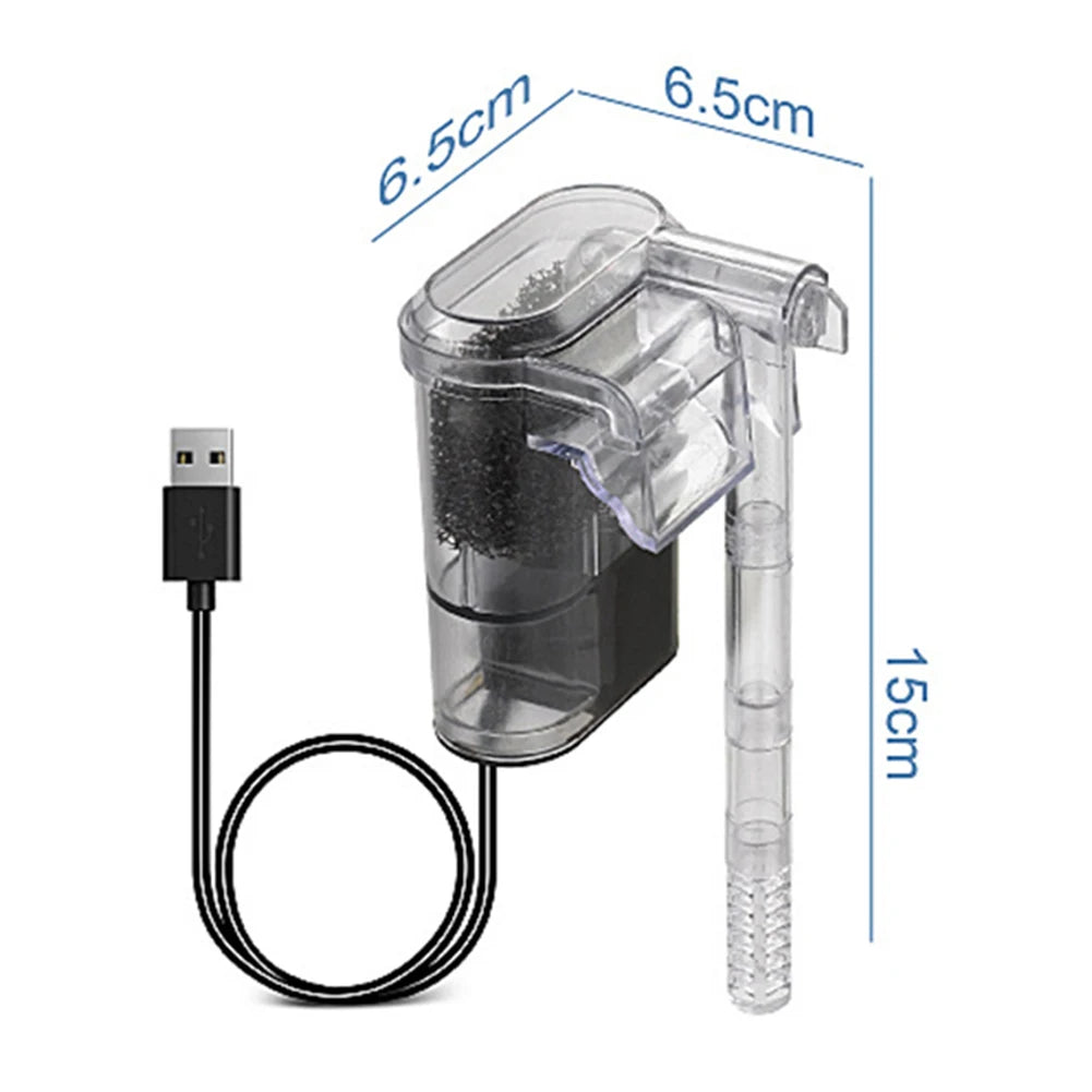 Fish Tanks Suspended Filter 2.5W 250H/L Hang Up Filter Oxygen Water Pump USB Mini Filter Aquarium Fish Tank Filter Water Purifie