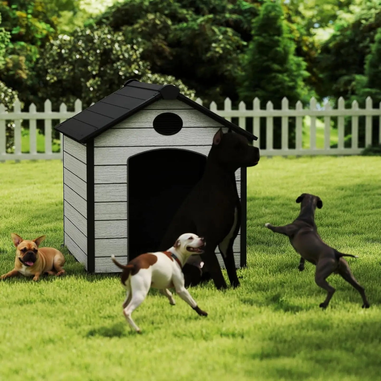 57" Extra Large Dog House Outdoor Weatherproof, 5XL Big Dog House for 3 Large Dogs Outside, Insulated Igloo Pet House