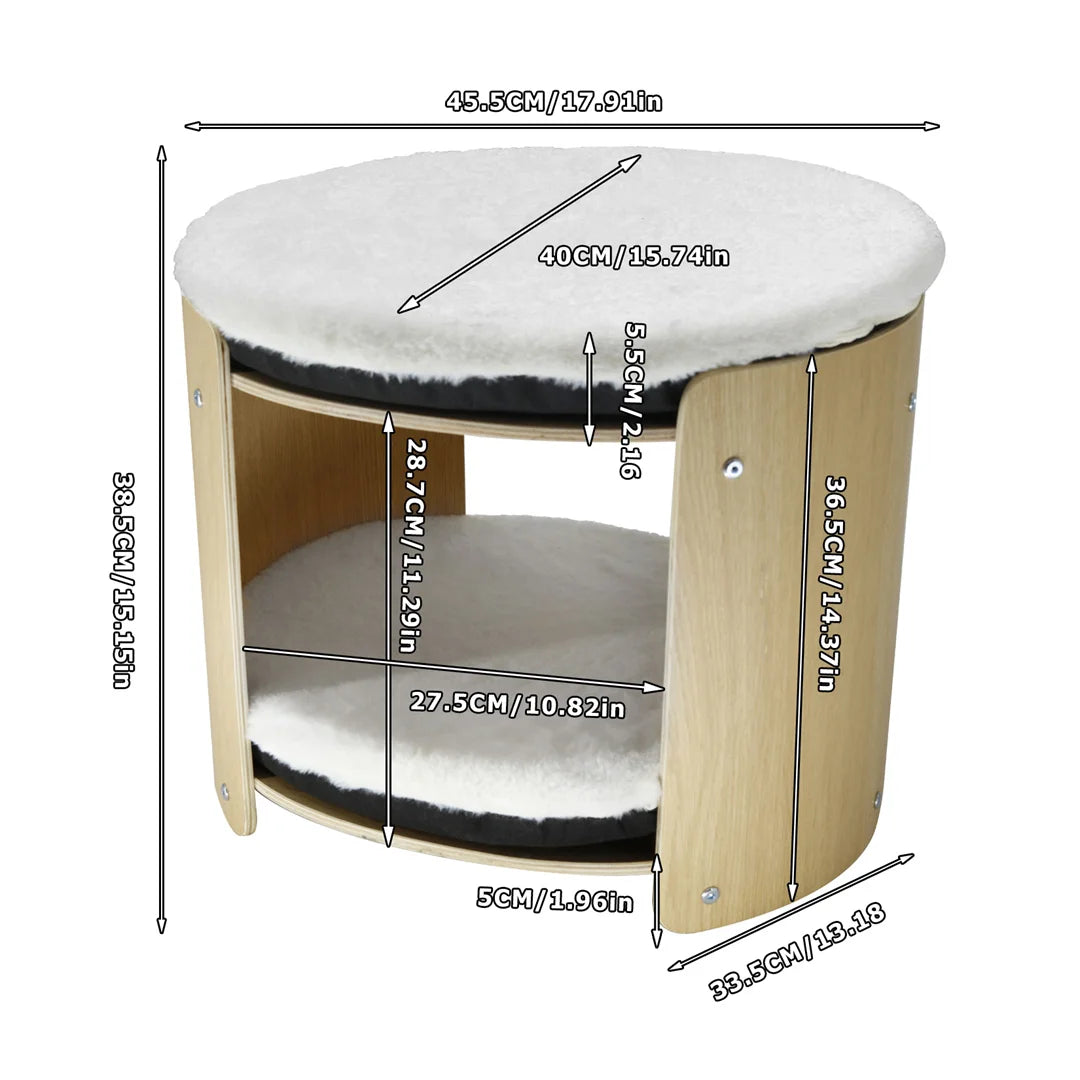 BINGOPAW 2-Layer Wood Cat Sofa Double Cat Tower Pet Bed Furniture with Removable Washable Thicker Soft Plush Mats