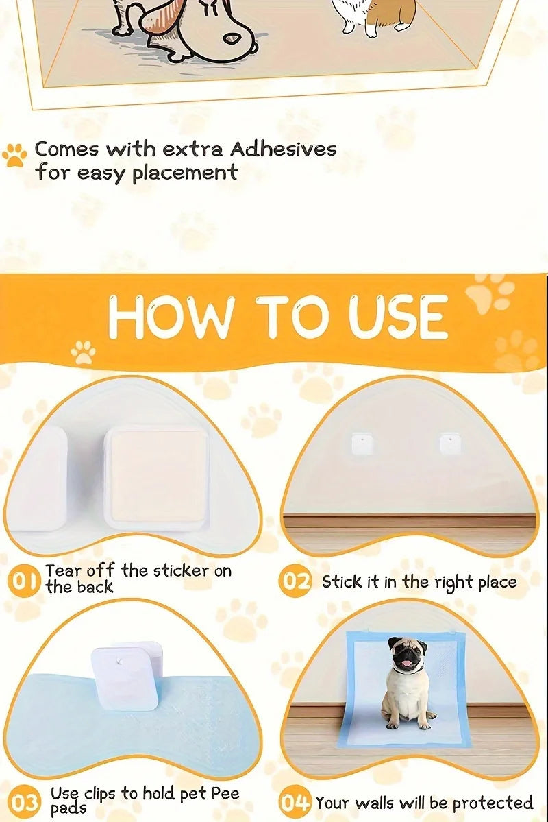 3 Pcs Wall-Mounted Dog Pee Pad Clip Holder - Stickable Plastic Material for Pet Cleaning - Uncharged, Suitable for Dogs