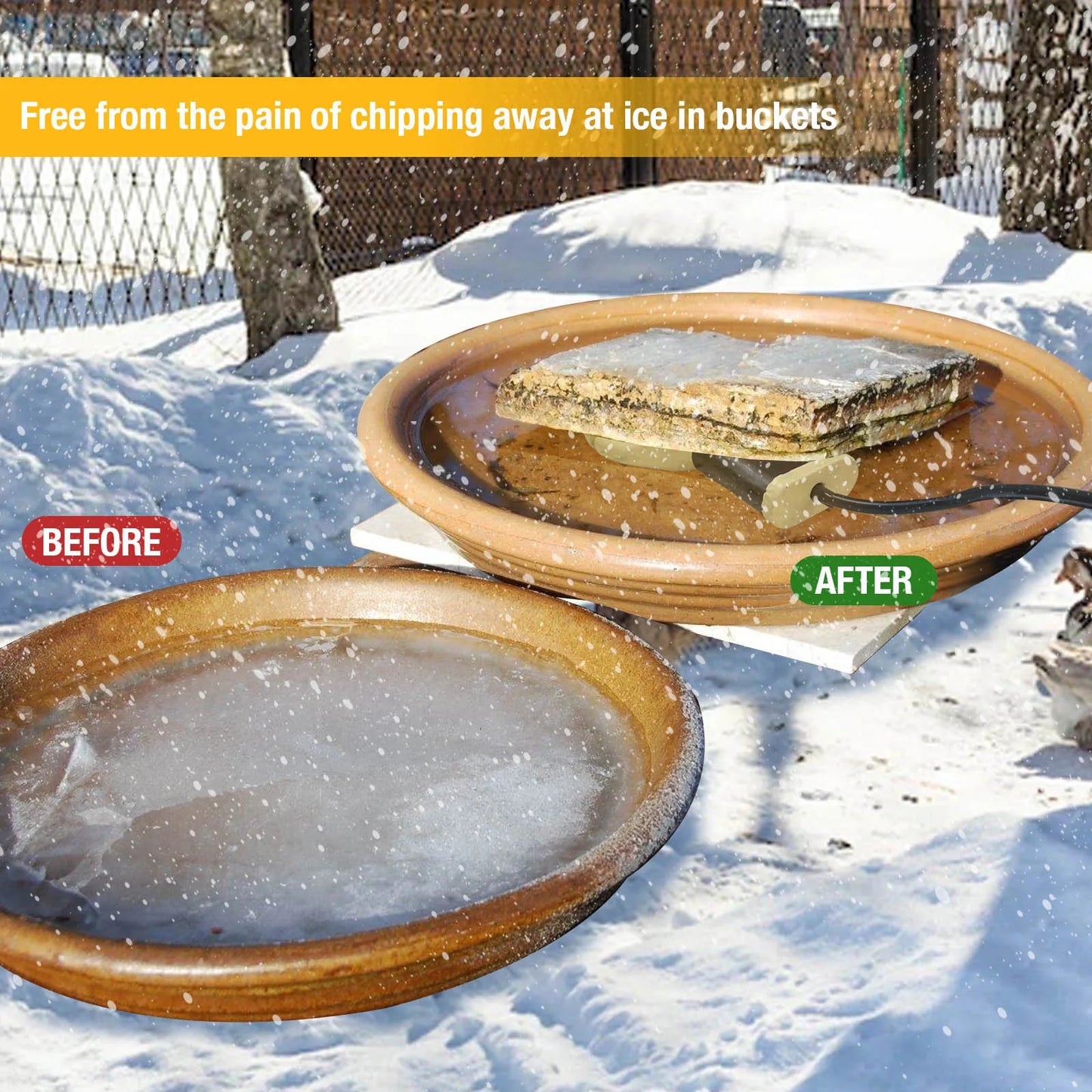 Submergible Cast Aluminum Thermostatic Control Bird Bath Heater De-Icer for Livestock Poultry Birds Cows Horses Drink Water