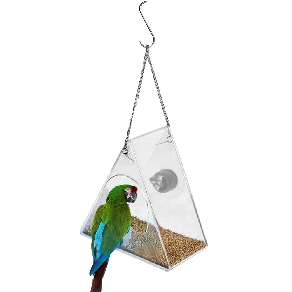 Smart Bird Feeder Acrylic with Camera Birds Hanging Feeder Transparent 1080P HD Easy Installation for Outdoor Garden