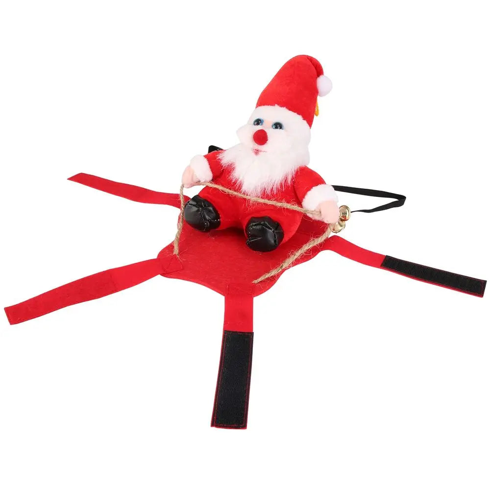 For Pet Christmas Costumes Red Winter Coat for Dog Riding Santa Claus with Bell Clothes New Year Outfit Cosplay Costumes Party D