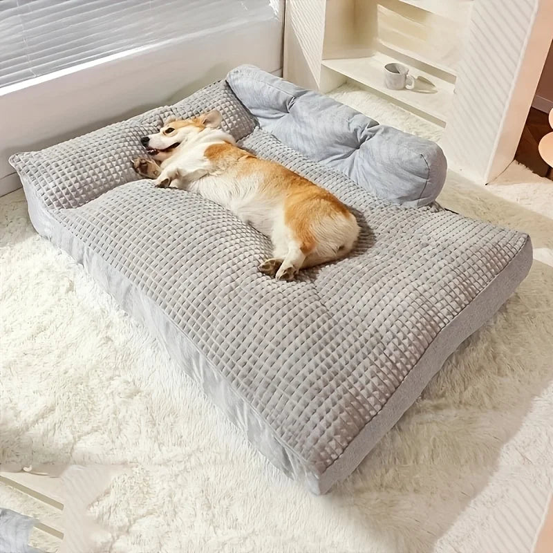 Large dog bed sofa, cat bed, removable and washable pet bed cushion with pillow backrest, pet sofa suitable for all seasons
