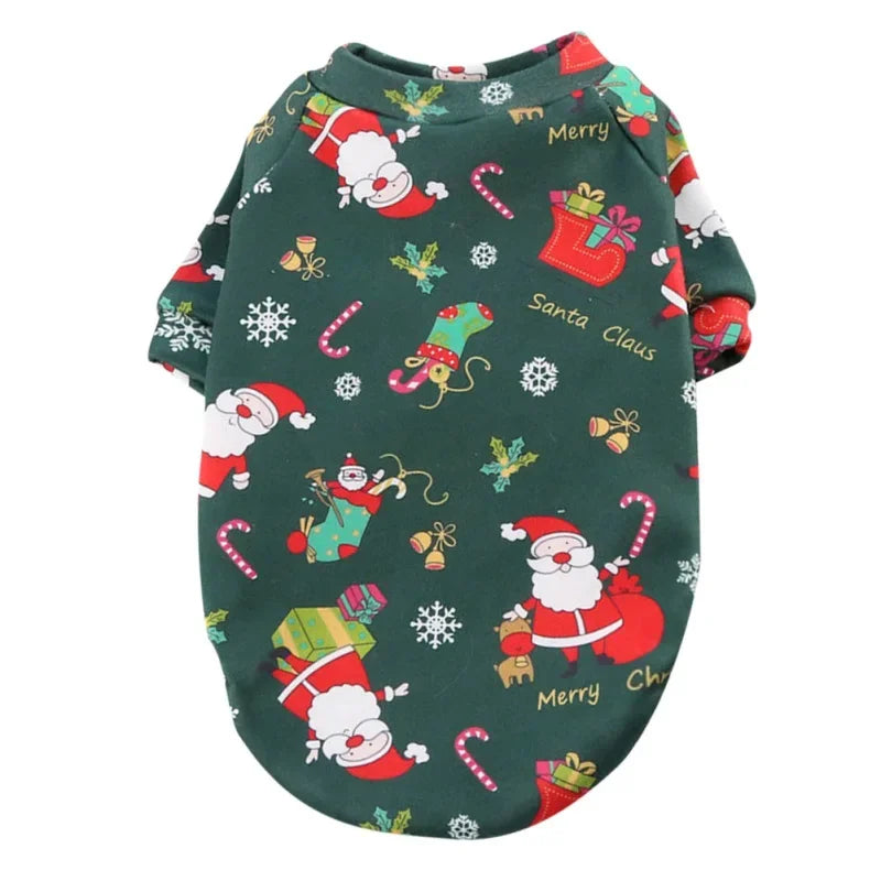 Christmas Dog Clothes Warm Lining Dog Sweatershirt Soft Breathable PulloverPuppy Clothes for Small Medium Pet Doggie Cat Apparel