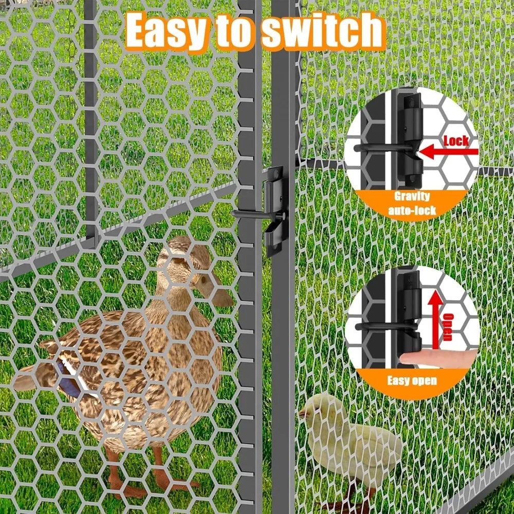 Large Metal Chicken Coop 120"40"40" Heavy Duty Chicken Run Hen House with Waterproof Anti-UV Cover for Portable Poultry Cage Out