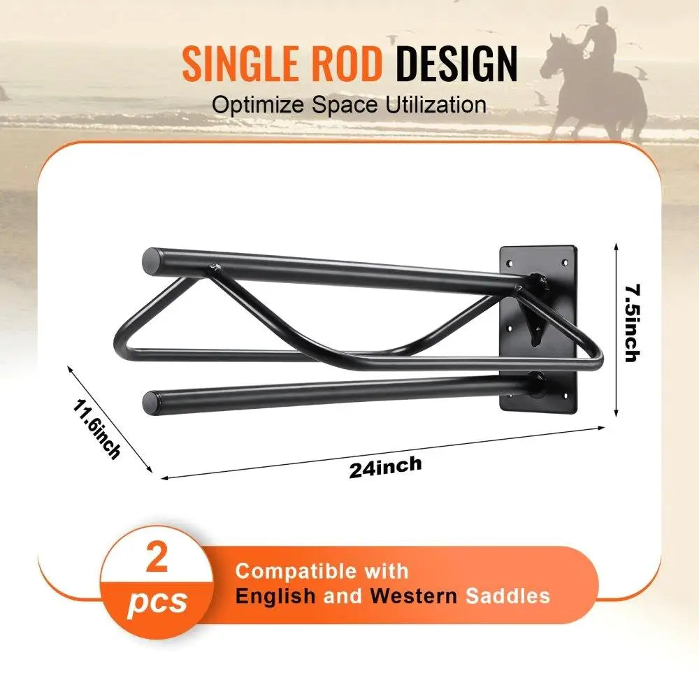 Horse Saddle Rack Wall Mounted Black Two Pack Space Saver