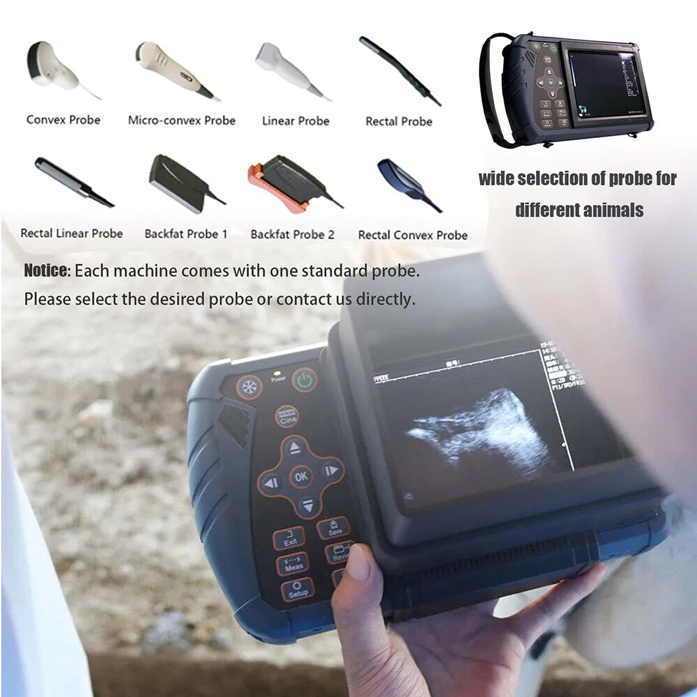 Handheld Vet Ultrasound Machine Portable Veterinary Scanner with 5.0MHz Micro Convex Probe for Pet Dog Cat Small Animal