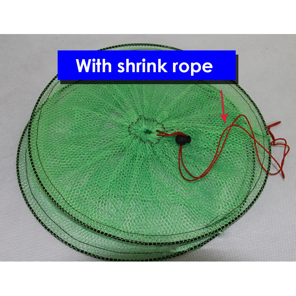 Foldable 2-Layer Fish Guard Nets Mesh Outdoor Portable Nylon Fish Crab Lobster Storage Cage Fishing Trap Network