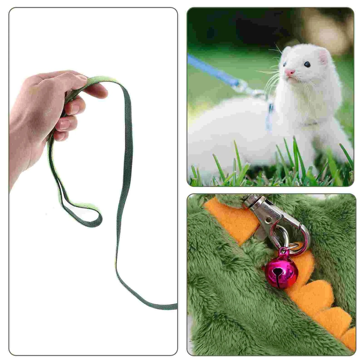 Cartoon Dragon Design Pet Harness Adjustable Small Pets Traction Rope Wear Resistant Lightweight Ferret Leash Collars