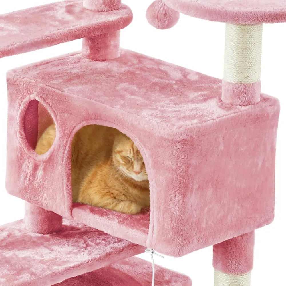 57 inches Multi-Level Cat Tree Cat Condo with Scratching Posts Kittens Activity Tower Pet Play House Furniture,