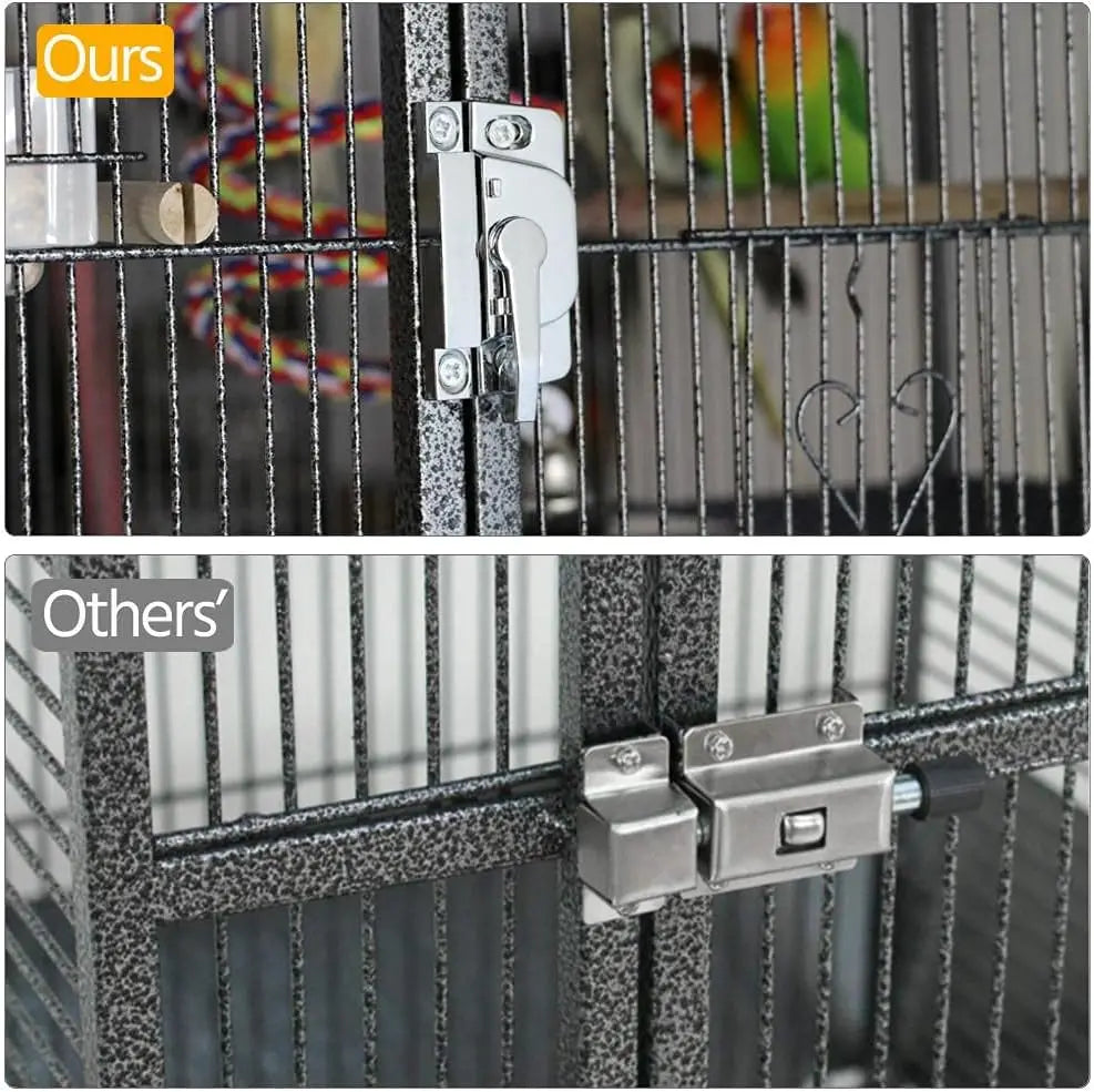 69-Inch Large Metal Bird Cage for Parrots, Cockatiels, Conures, Parakeets, Lovebirds - Black