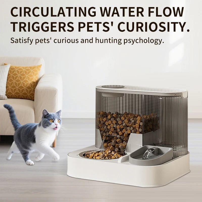 Automatic Cat Feeder, Cat Food Dispenser, Cat Automatic Feeder with Pet Bowl, Water Dispenser Pet Food Feeder Fully Automatic, P