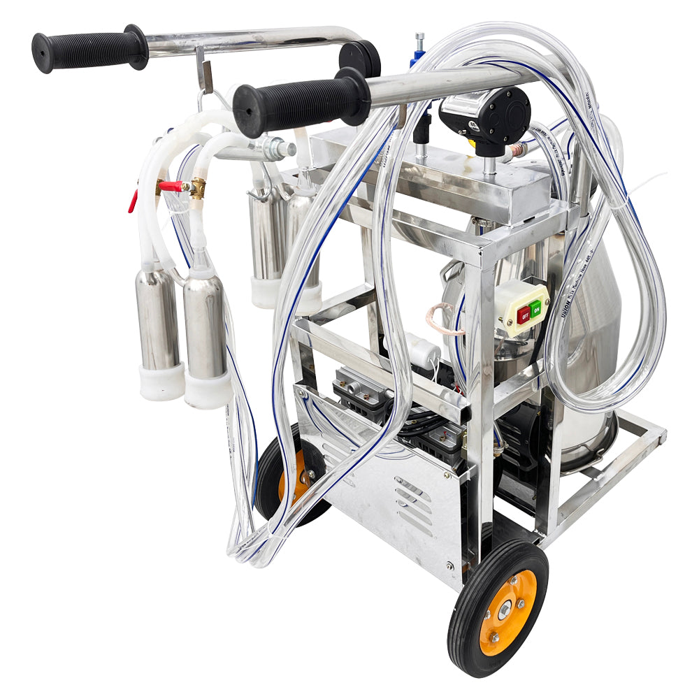Electric Milking Machine for Cows 25L Automatic Oil-Free Vacuum Pump Goat Milker Stainless Steel Dairy Farm Milking Equipment