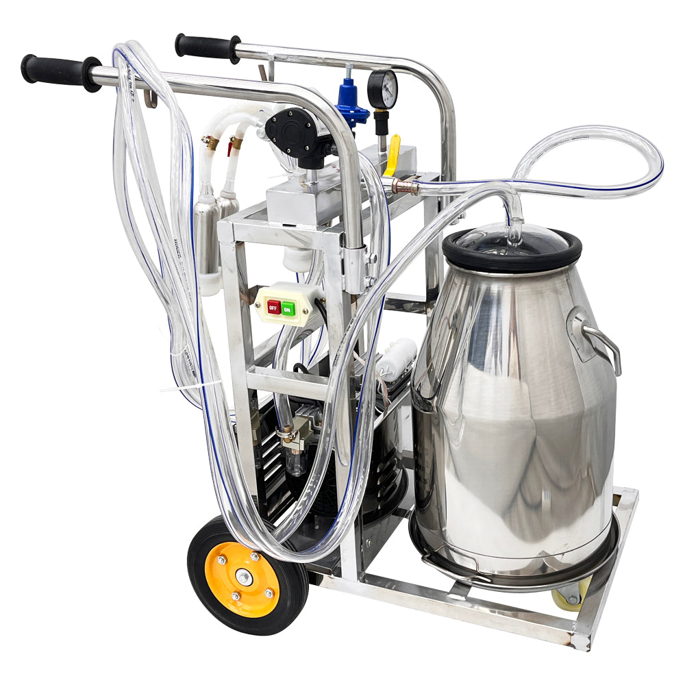 Electric Milking Machine for Cows 25L Automatic Oil-Free Vacuum Pump Goat Milker Stainless Steel Dairy Farm Milking Equipment