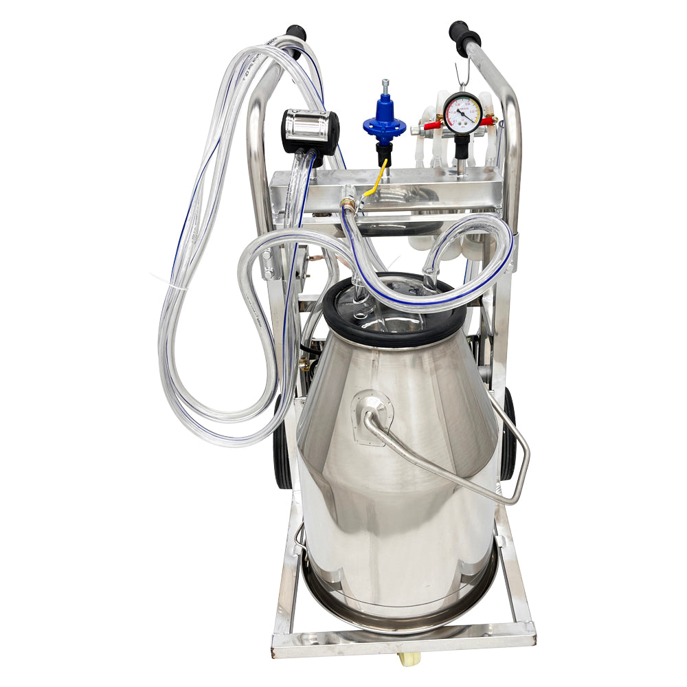 Electric Milking Machine for Cows 25L Automatic Oil-Free Vacuum Pump Goat Milker Stainless Steel Dairy Farm Milking Equipment