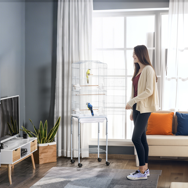 Bird Cage Starter Kit with Removable Rolling Stand for Easy Mobility and Convenience