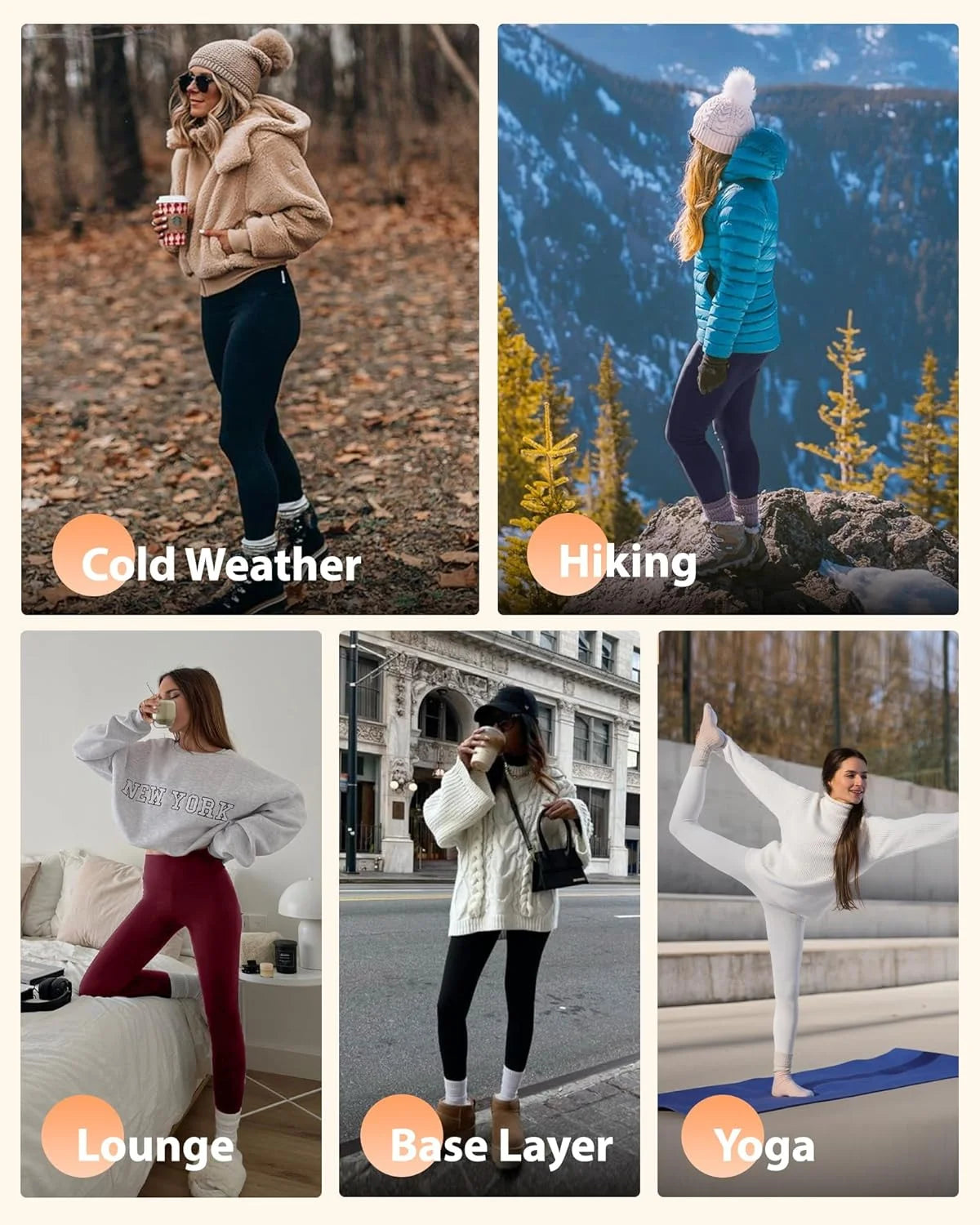 4-piece Women's Fleece Pants，Women's Solid Color High Waist Leggings, Fitness Leggings Soft Yoga Pants，Women's Leggings