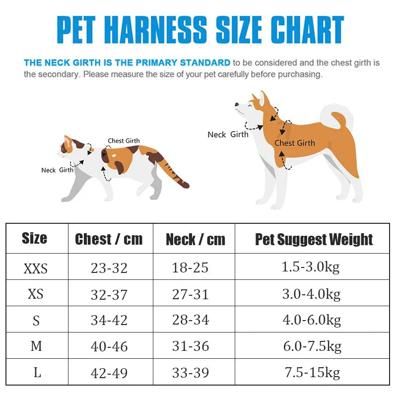 Pet Harness Vest With Leash Reflective Nylon Dog Cat Harness Collars Breathable Adjustable Chest Strap For Small Dogs Chihuahua