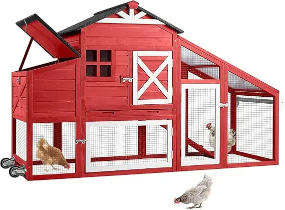 Large Chicken Coop for Outdoor with Nest Box and Removable Tray, Hen House Waterproof for 2-6 Chickens, Outdoor Poultry Cage