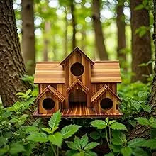 Outdoor bird house, handmade 6-hole, hanging bird house, used for gardening decoration and bird habitat