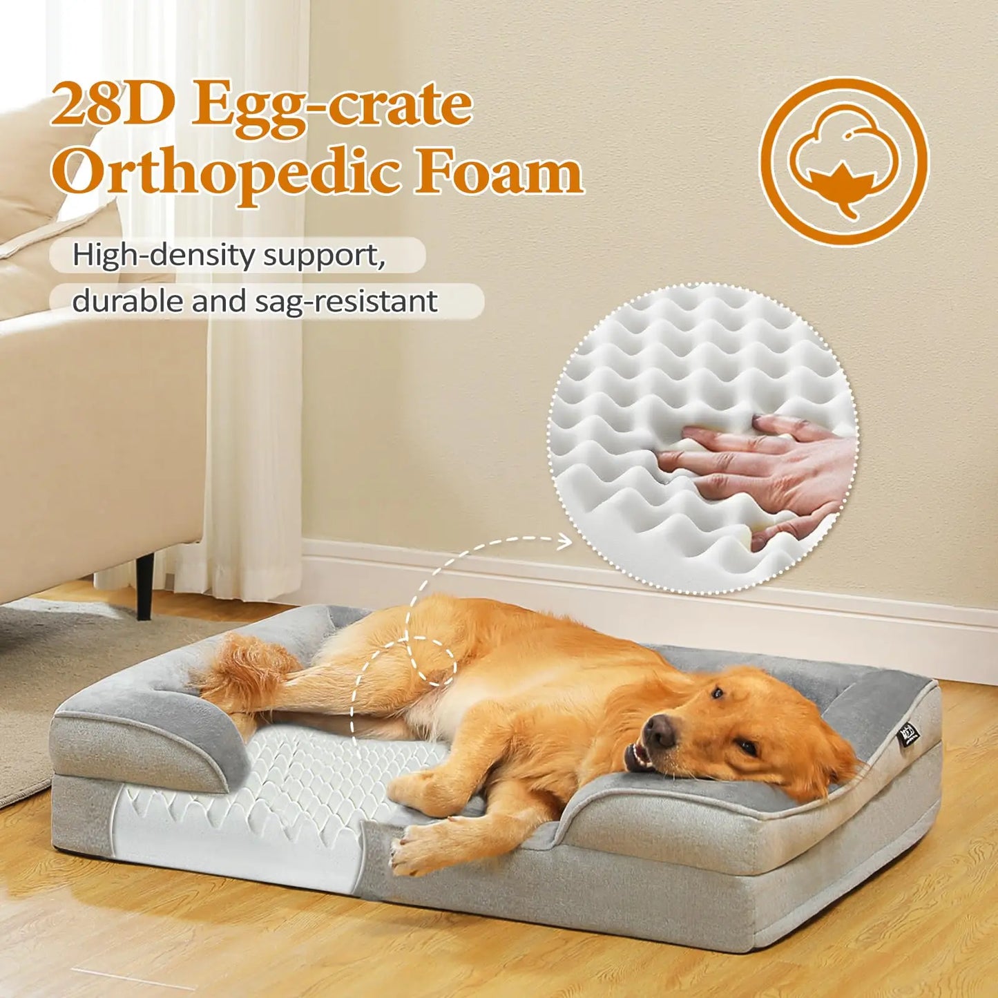 Dog Sofa Bed Memory Foam Pet Couch with Washable Cover Indoor Comfortable Lounger for Small  Medium Dogs