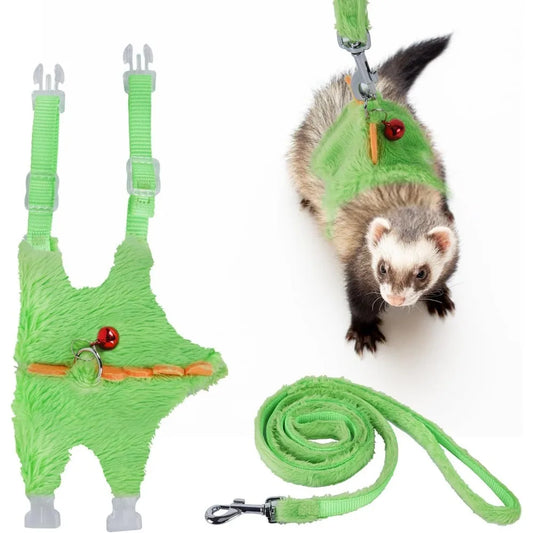 Ferret Harness, Ferret Leash, Ferret Harness and Leash Set with Safe Bell, Ferret Collar Small Animals Vest Harness for Puppy