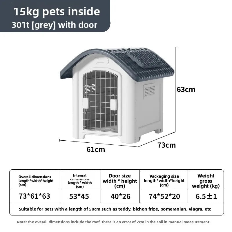 Large Waterproof Outdoor Dog House - Detachable & Washable Dog Cage for Medium/Large Breeds, All-Weather Shelter