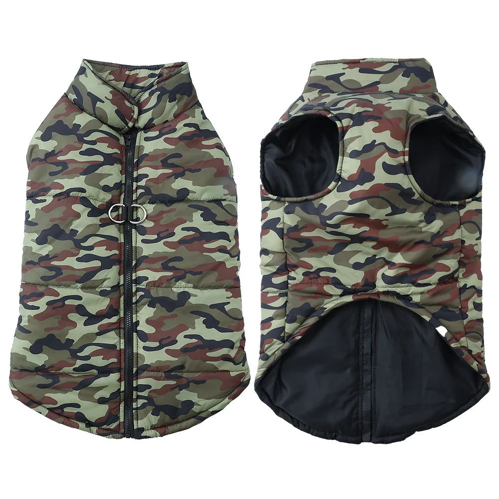 Winter Dog Clothes Coat Waterproof Puppy Cat Jacket For Large Dogs Camouflage Print Warm Windproof Pet Labrodor Apparel Costume