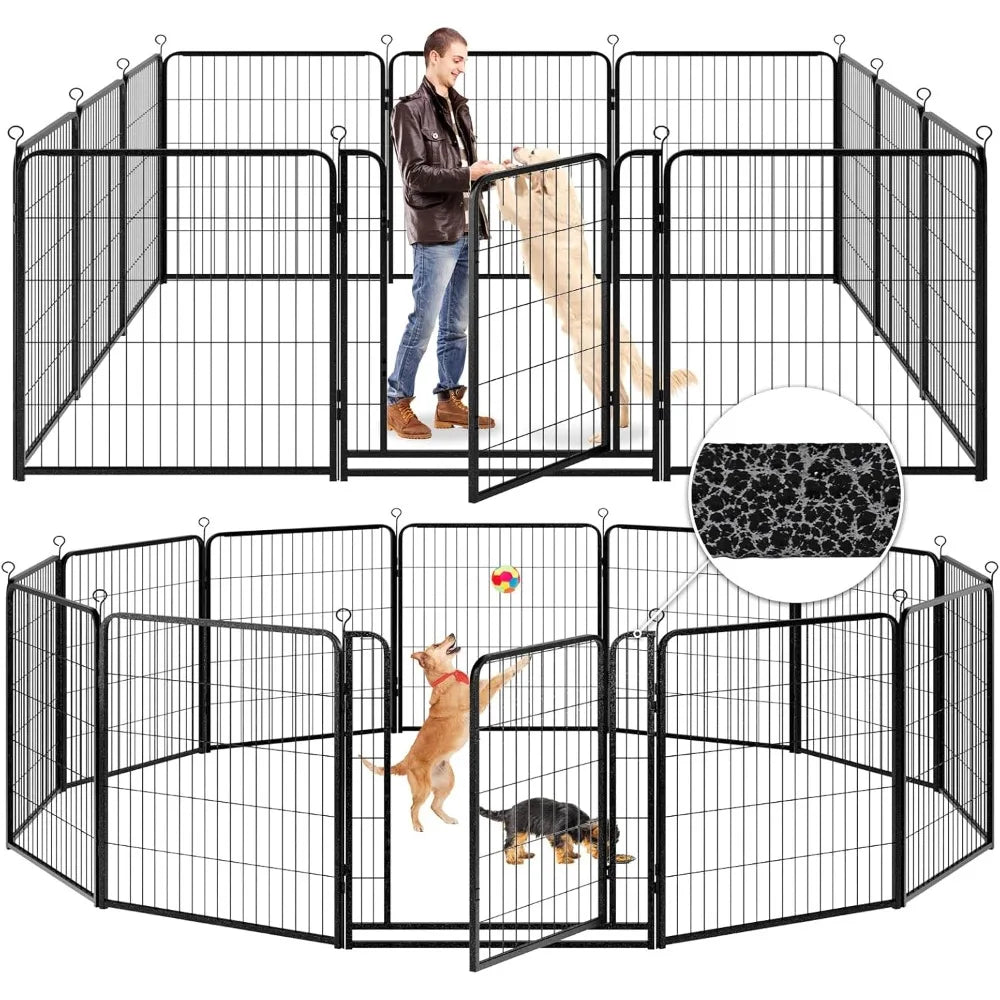 Dog Playpen Outdoor Extra Wide 12 Panels Heavy Duty Anti-Rust Coating-Strengthened Dog Fence 40" Height with Doors Portable