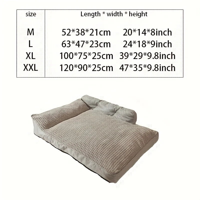 Large dog bed sofa, cat bed, removable and washable pet bed cushion with pillow backrest, pet sofa suitable for all seasons