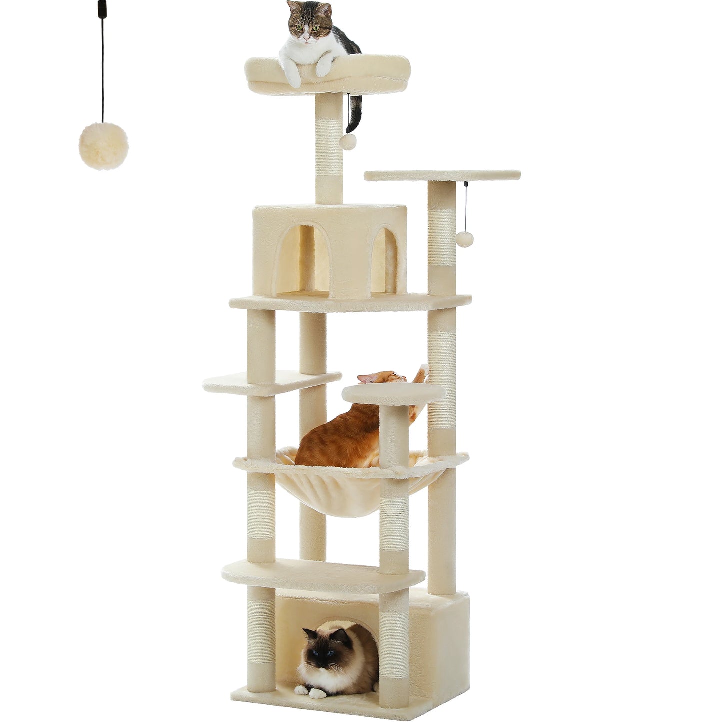 Large Cat Tree and Tower for Indoor Cats With Sisal-Covered Scratching Posts Spacious Hammock Padded Perches and Condos Cat Toys