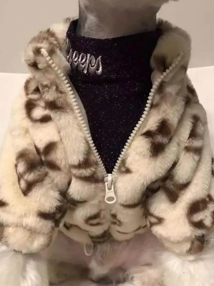 Dog Cat Winter Coat Autumn Clothes, Smoked Fur Warm Jacket for Schnauzer Teddy Bichon Small Medium Pets