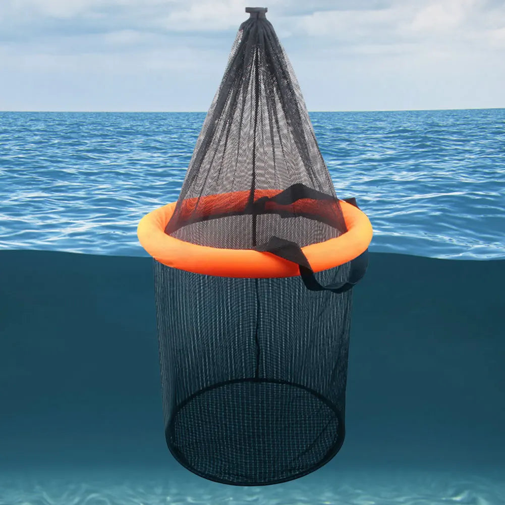 Floating Fishing Bait Basket Foldable Fishing Holder Bucket Fishing Bucket Storage Bag for Caught Fish