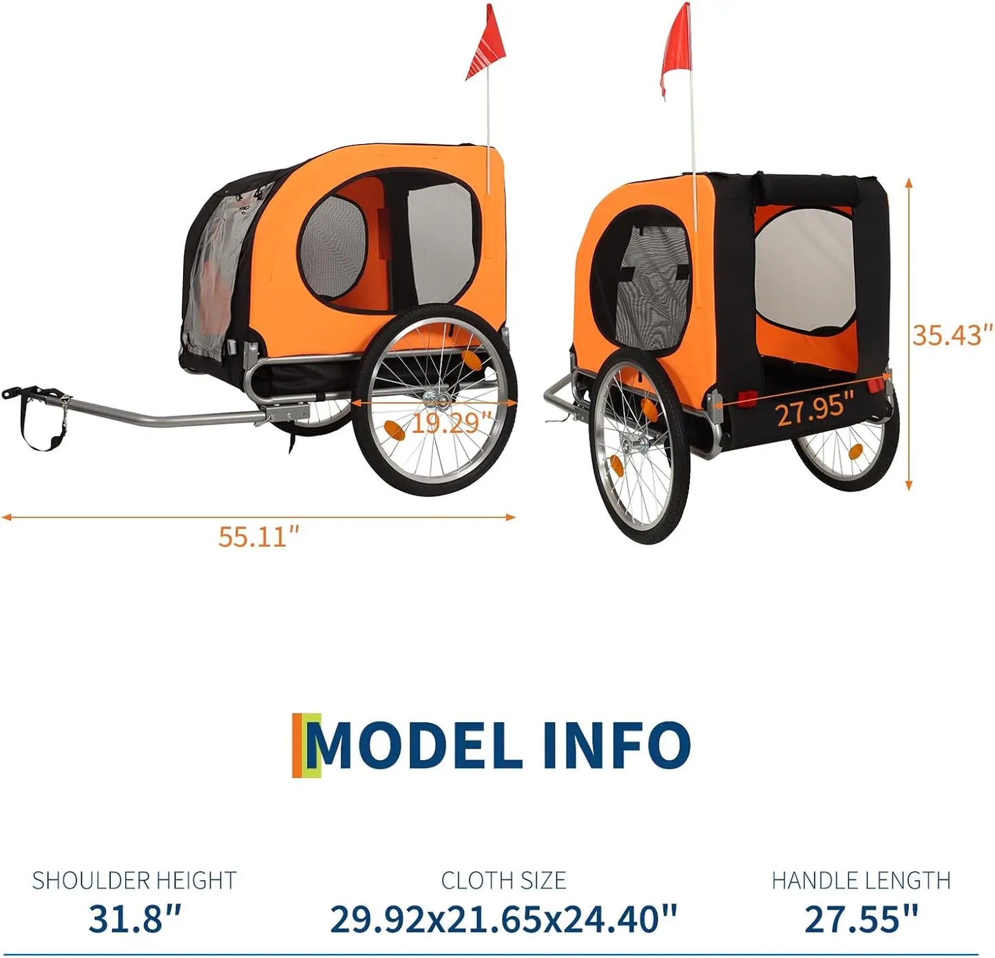 Dog Bike Trailer, 88LBS Pet Bicycle Trailer, Pet Cart Bicycle Carrier Easy Folding Cart Frame, Quick Release Wheel, Universal Bi