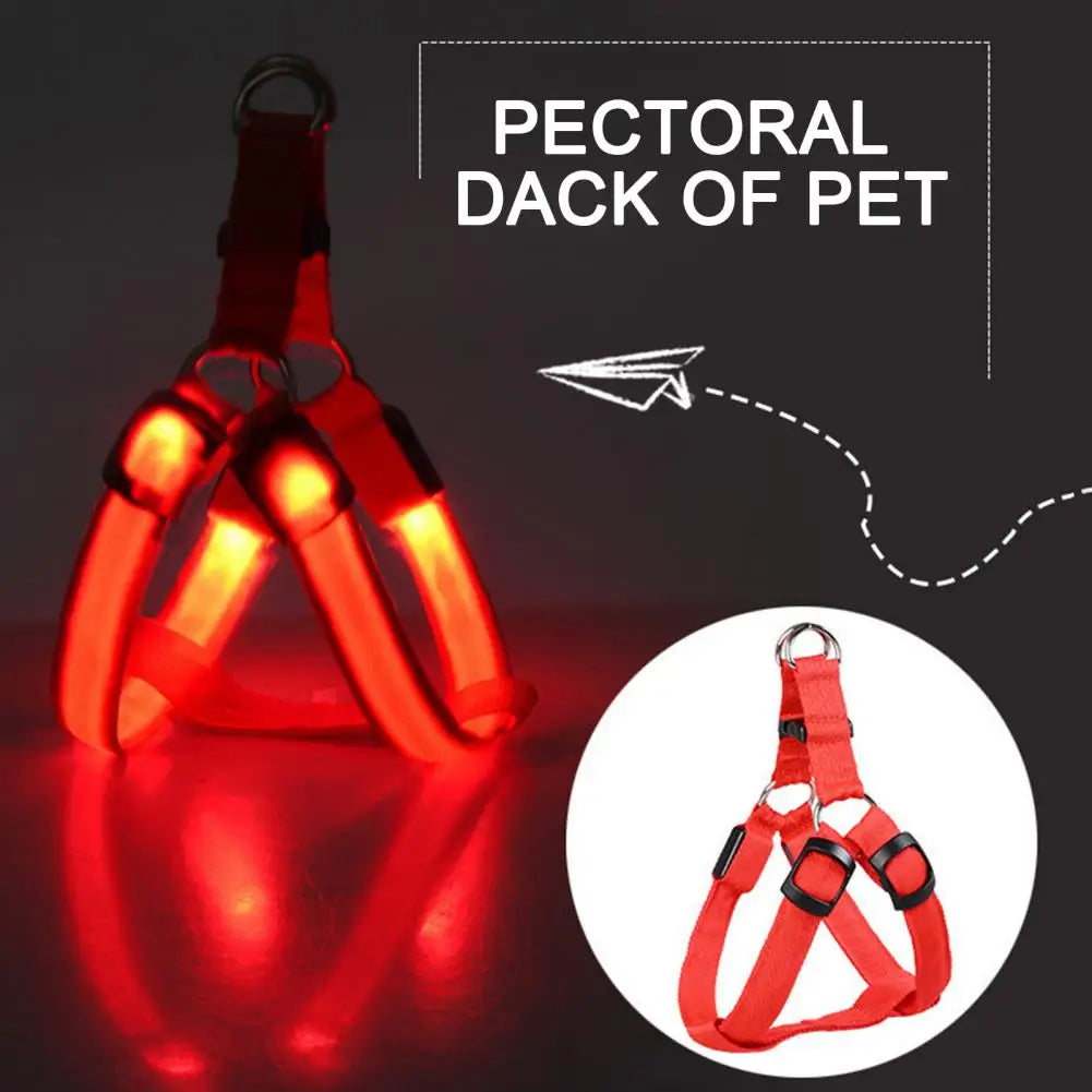 Adjustable LED Pet Harness USB Rechargeable Light Up Dog Harness Glow-in-The-Dark Safety Vest For Small Medium Dogs Pets Arnes