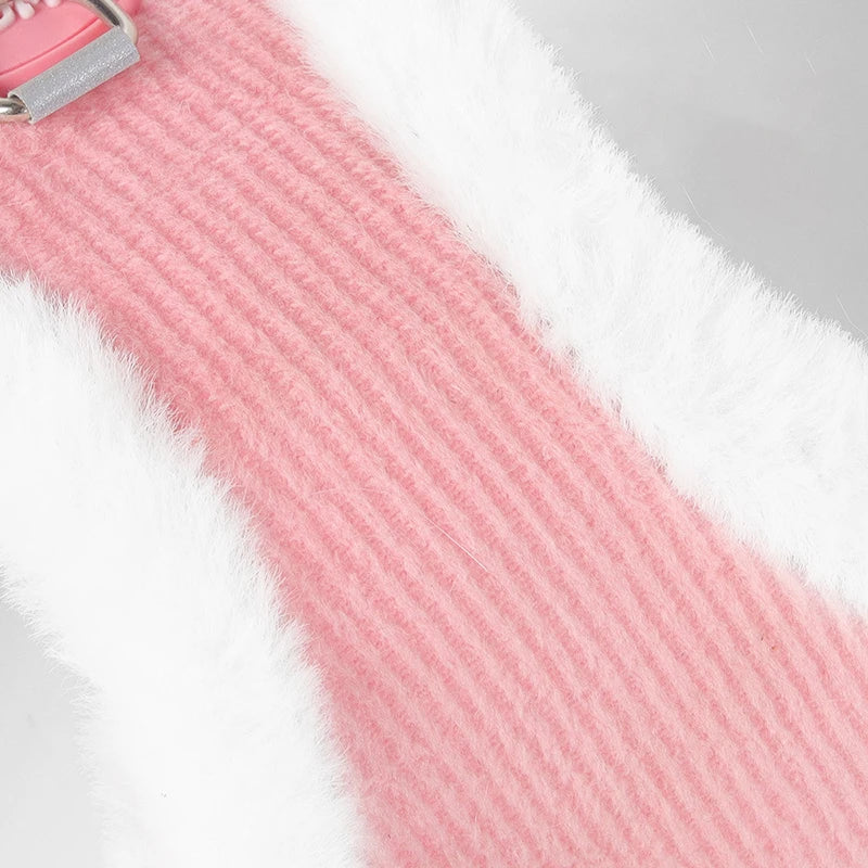 Autumn and Winter Warm Chihuahua Dog Harness with Fur, Pet Harness and Leash Set for Walking Dogs, Puppy Yorkies