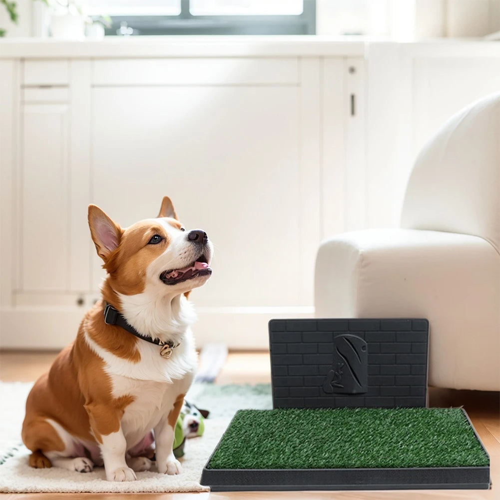Dog Grass Pad with Large Tray Reusable Artificial Grass Training Pads Portable Dog Litter Box Ideal for Small and Medium Dogs