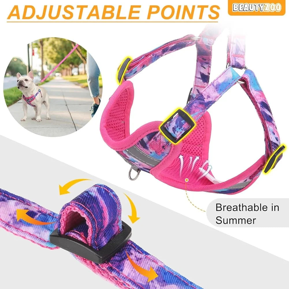 Adjustable No Pull Dog Harness Collar Leash Set Step In Reflective Lightweight Soft Vest Medium Dogs
