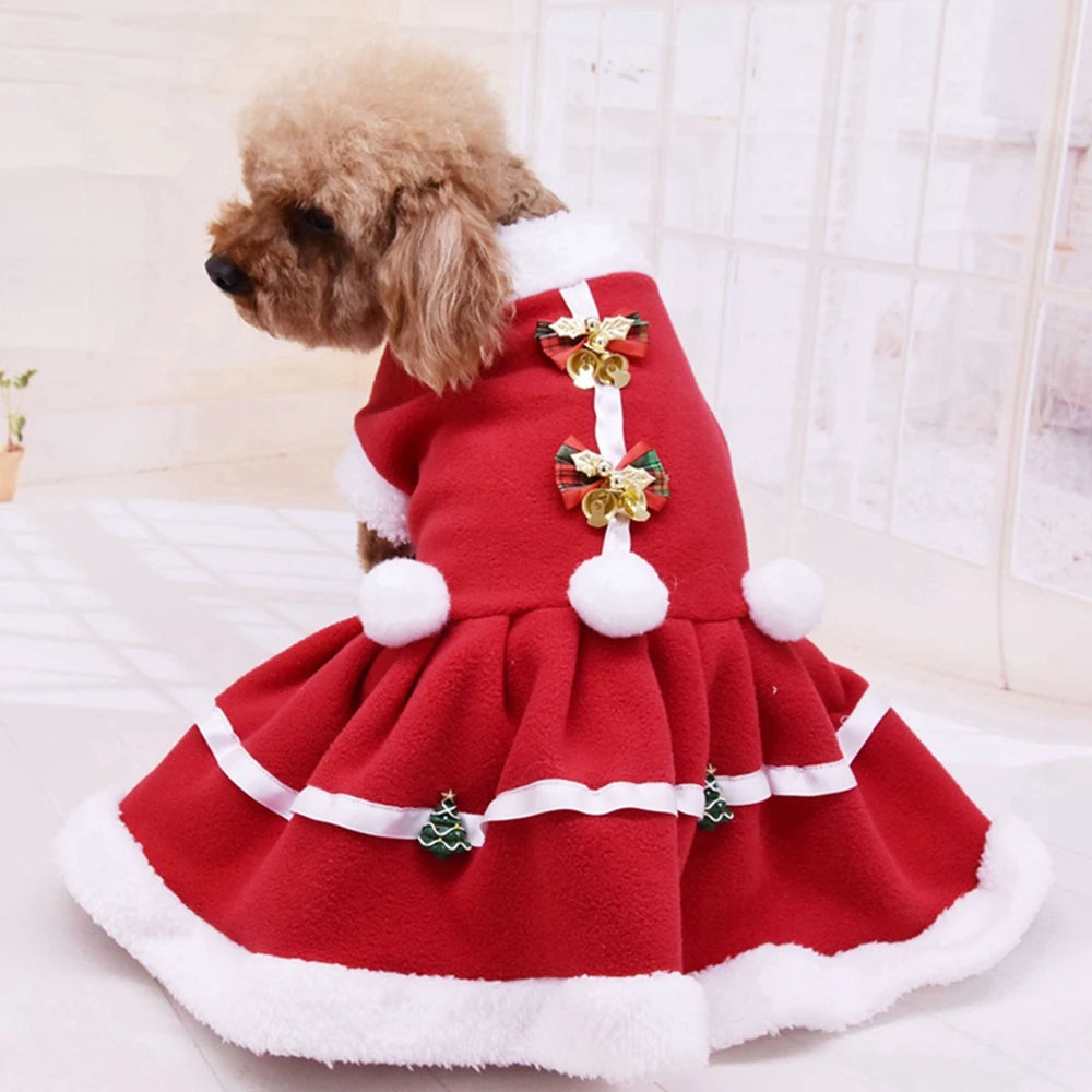 Christmas Dog Dresses For Small Dogs Autumn Winter Pet Dog Bow Tie Skirt Xmas Fancy Princess Puppy Dress Dog Costume