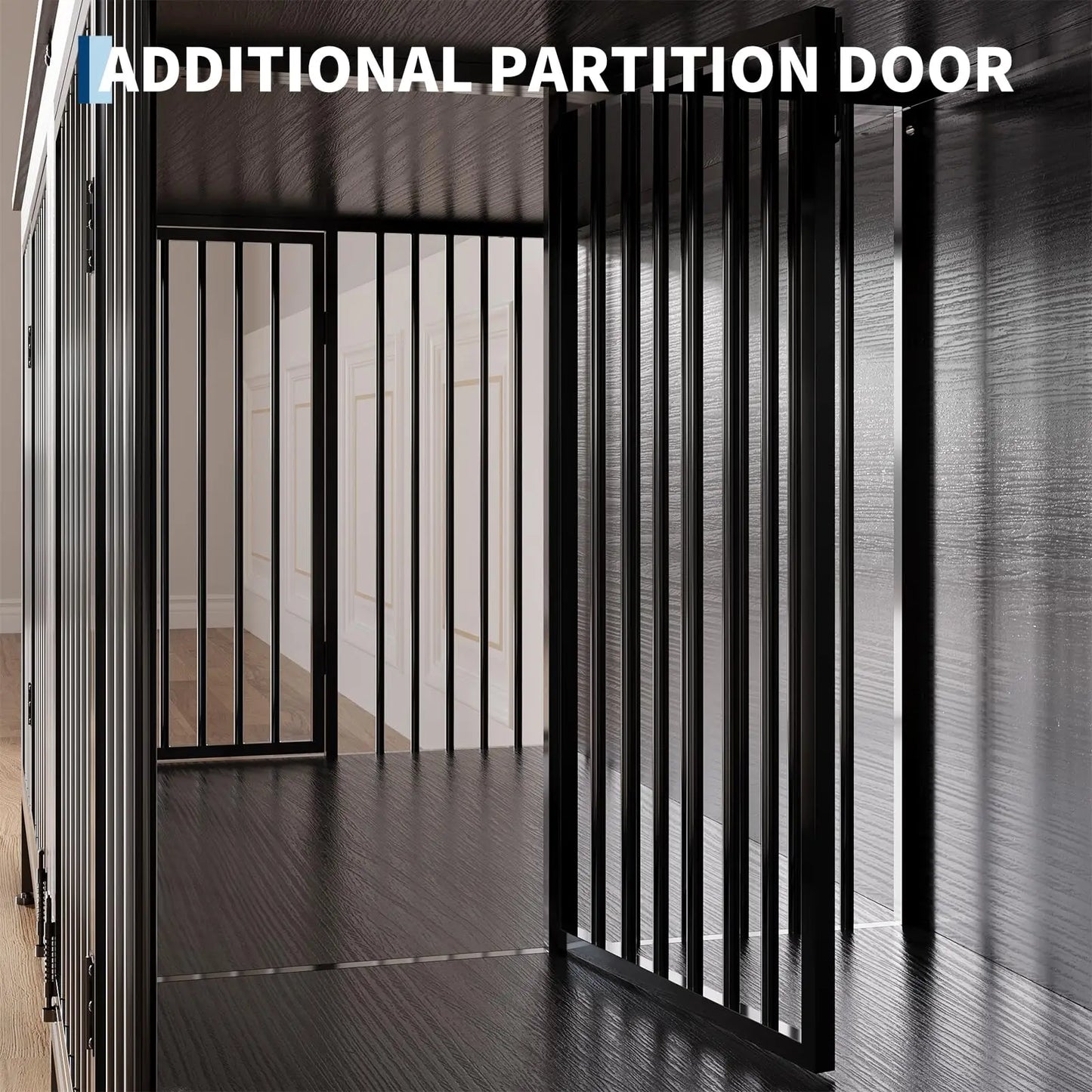 78.74" XL Double Dog Crate Furniture Heavy Duty Kennel With Removable Divider For 2 Dogs Indoor Dog Crate As TV Stand