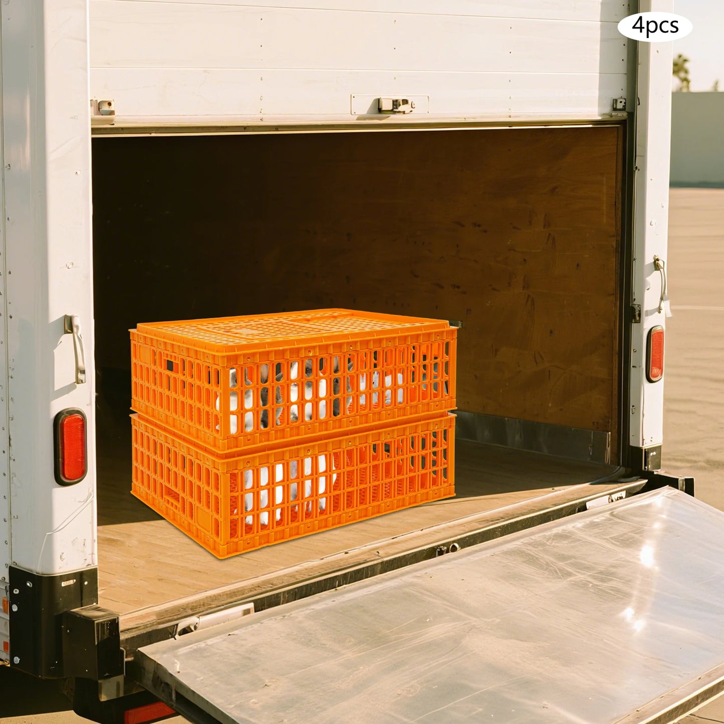 Plastic Chicken Transport Cage Stackable Poultry Crate Ventilated Farm Animal Carrier for Chickens Ducks