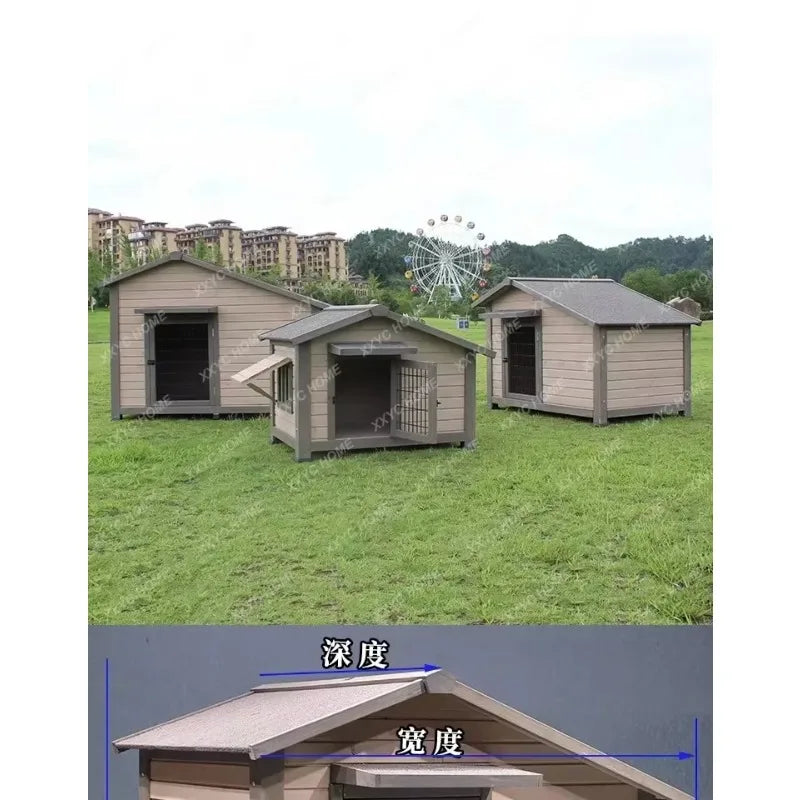 Outdoor Solid Wood Sunscreen Rain Protection Dog House Kennel Dog Cage Dog House Dog, Courtyard Villa Universal