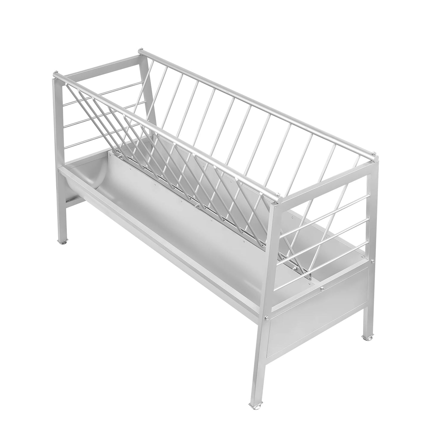 Goat Hay Feeder Large Capacity Livestock Feeder Heavy Duty Metal Feed Trough with Deeper Feeding Pan for Farms