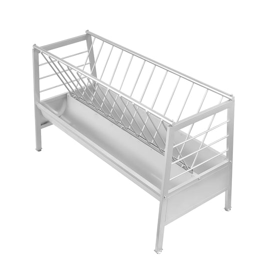 Goat Hay Feeder Large Capacity Livestock Feeder Heavy Duty Metal Feed Trough with Deeper Feeding Pan for Farms