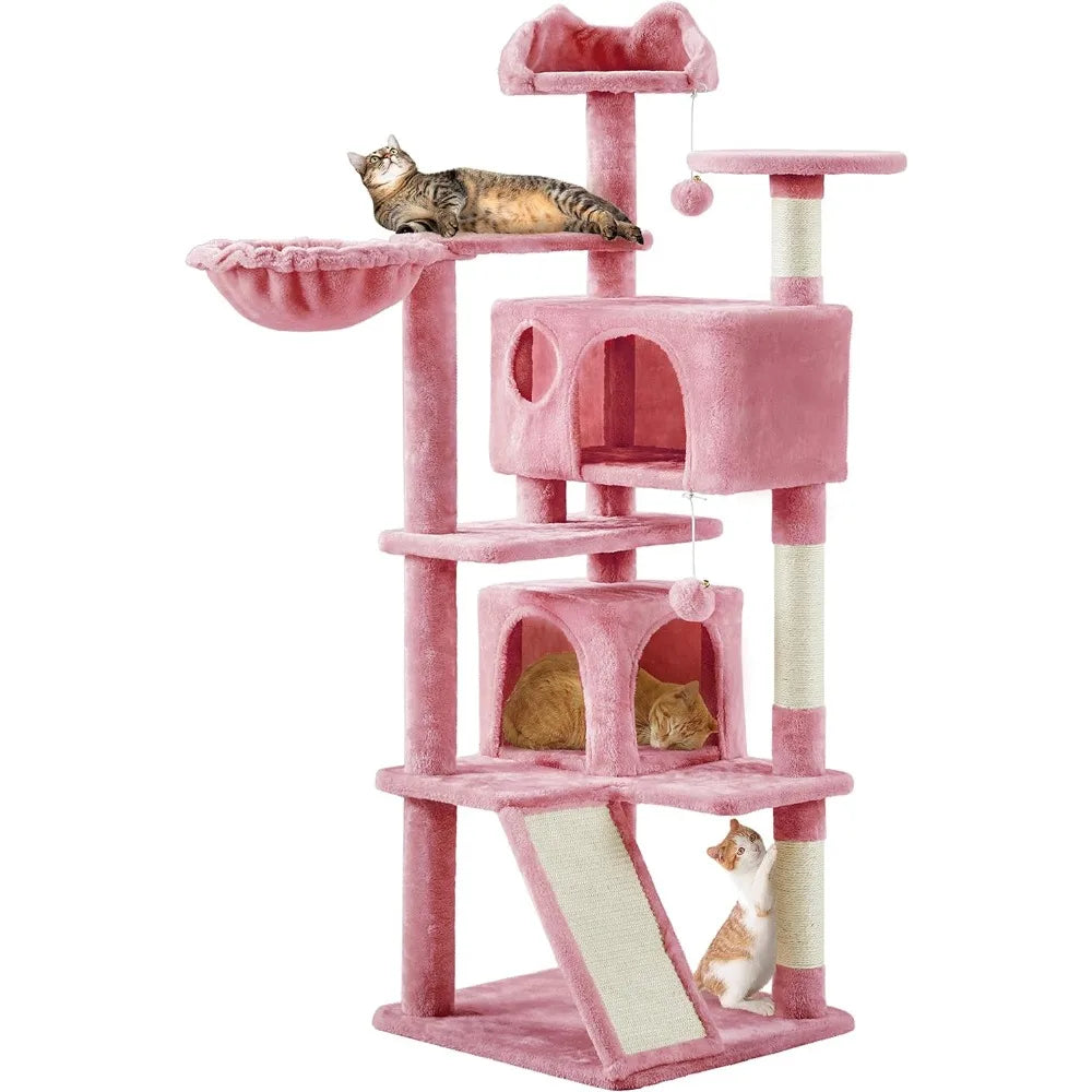 57 inches Multi-Level Cat Tree Cat Condo with Scratching Posts Kittens Activity Tower Pet Play House Furniture,