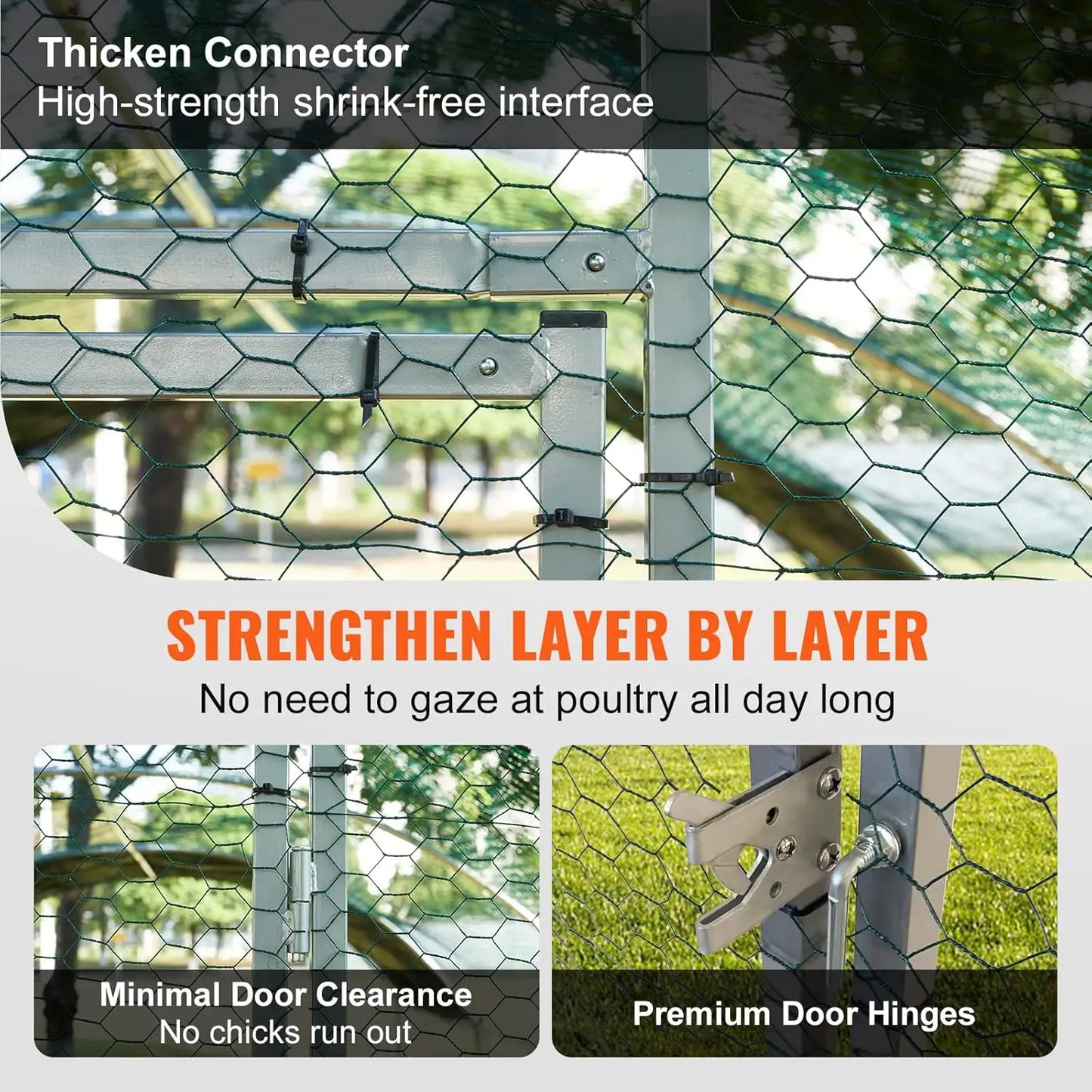 Large Metal Chicken Coop with Run, Walkin Poultry Cage for Yard with Waterproof Cover, 13.1 x 9.8 x 6.4 ft Dome Roof for Hen