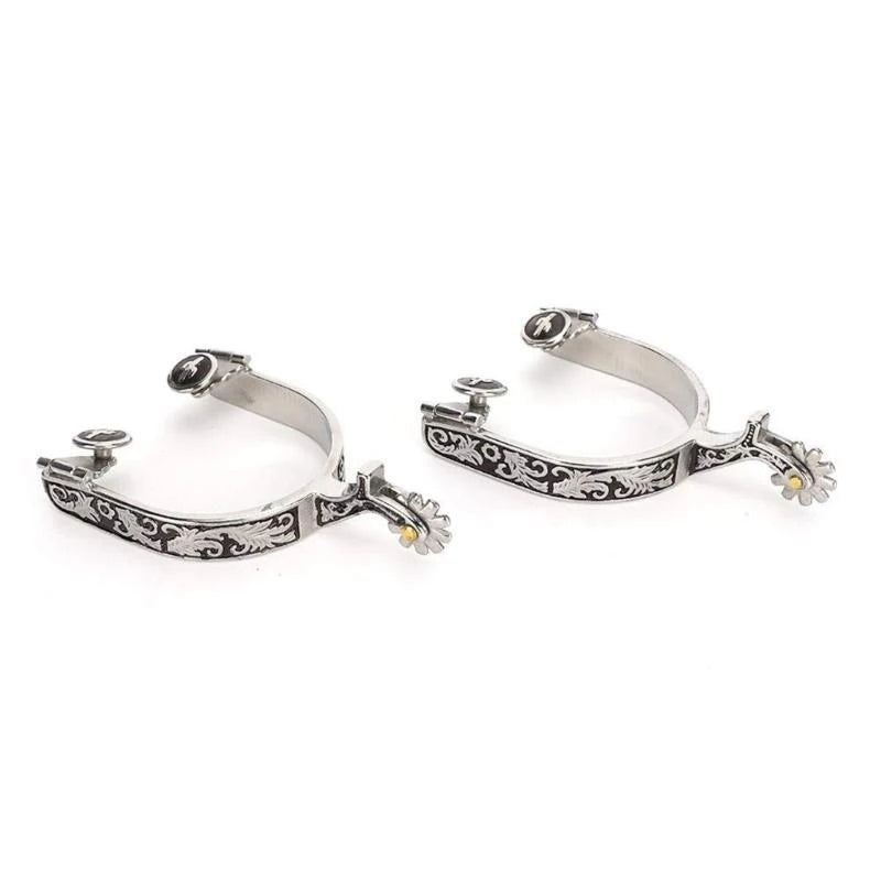 Western Cowboy Spur with Rowel Stainless Steel Horse Boot Spur Decoration Mens Roping Spur Horse Riding Accessories