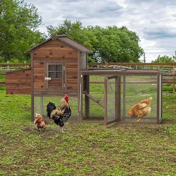 80'' Chicken Coop Wooden Hen Fence, Duck, Chicken Cage with Nesting Box & Removable Tray, Small Animal Hutch